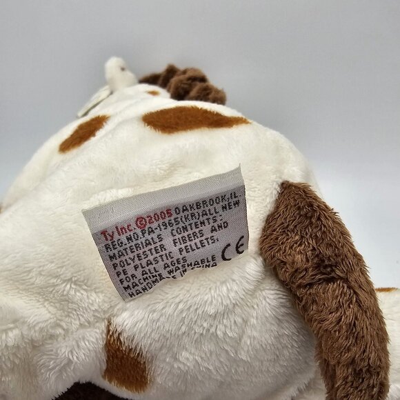 Ty Pluffies Gallops Horse Plush 2005 White Brown Spots Pinto Pony Toy 9" Tylux - Picture 6 of 9